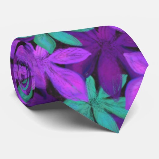 Funny Tropical Paars and Green Beach Party Stropdas (Opgerold)