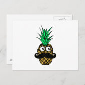 Funny Tropical Pineapple met Googly Eyes Mustache Briefkaart (Voorkant / Achterkant)