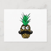 Funny Tropical Pineapple met Googly Eyes Mustache Briefkaart (Voorkant)