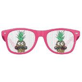 Funny Tropical Pineapple met Googly Eyes Mustache Retro Zonnebril (Voorkant)