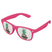 Funny Tropical Pineapple met Googly Eyes Mustache Retro Zonnebril (Gekanteld)