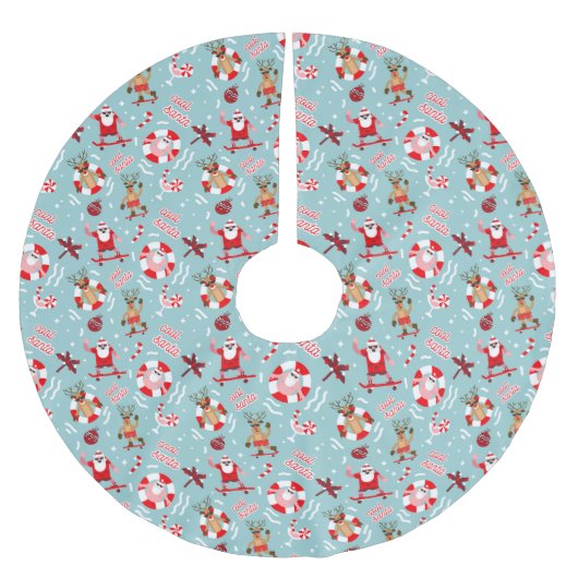 Funny Tropical Santa Kerstboom Rok (Voorkant)