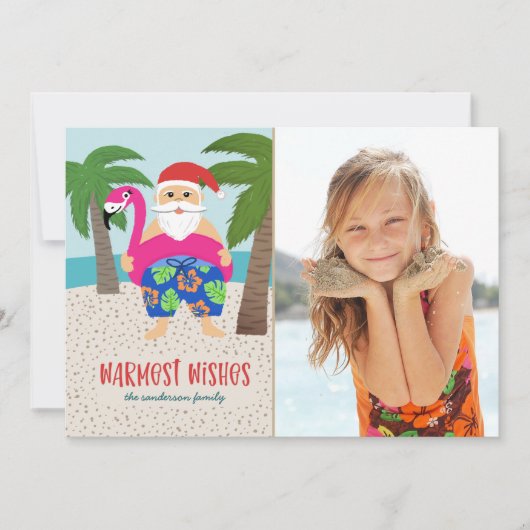 Funny Tropical Santa-kerstfeest in juli Feestdagenkaart (Voorkant)