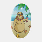 Funny Tropical Snowman Holiday Keepomwille Ornamen Keramisch Ornament (Rechts)