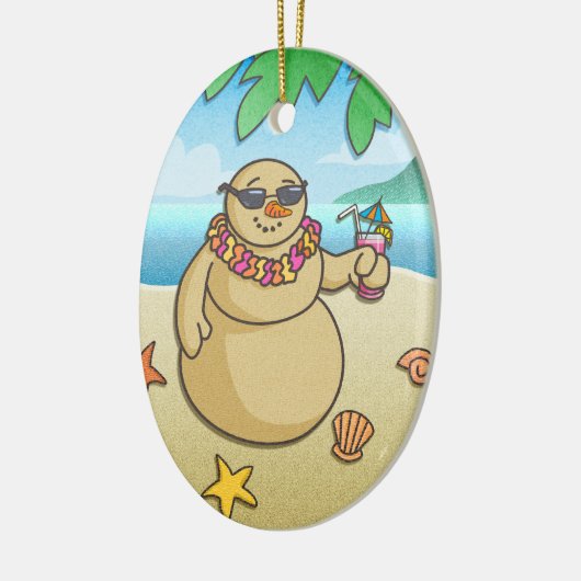 Funny Tropical Snowman Holiday Keepomwille Ornamen Keramisch Ornament (Links)
