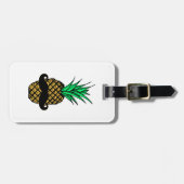 Funny Tropische ananas met Mustache Bagagelabel (Voorkant horizontaal)