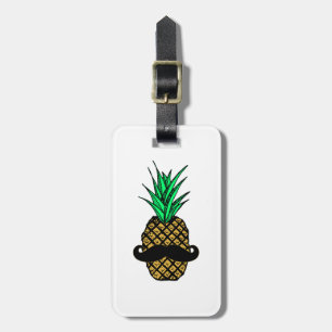 Funny Tropische ananas met Mustache Bagagelabel