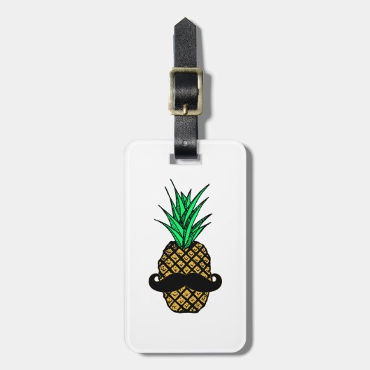 Funny Tropische ananas met Mustache Bagagelabel (Voorkant verticaal)