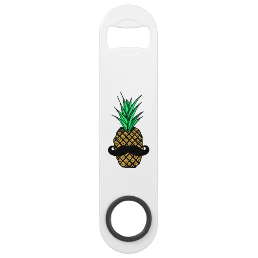 Funny Tropische ananas met Mustache Speed Flessenopener (Voorkant)