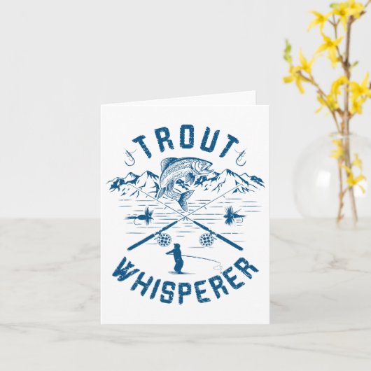 Funny Trout Fly Fishing Birthday Kerstvaders Kaart (Gele Bloem)