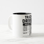 Funny Truck Driver Hourly Rate Tweekleurige Koffiemok (Voorkant links)