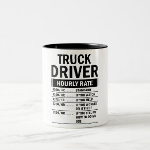 Funny Truck Driver Hourly Rate Tweekleurige Koffiemok