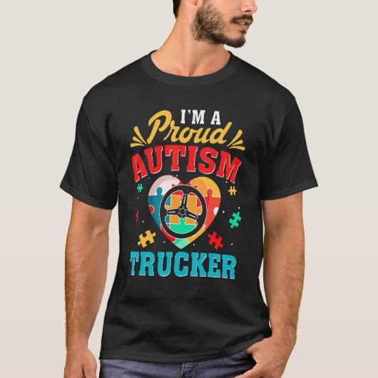 Funny Trucker Autism Awareness Support Love Mannen T-shirt (Voorkant)