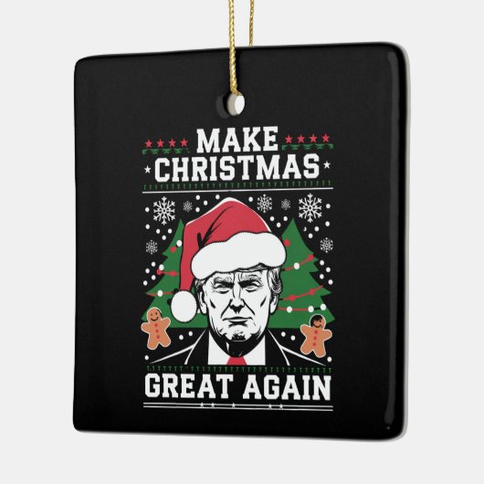 Funny Trump 2024 maakt kerst weer geweldig Keramisch Ornament (Links)