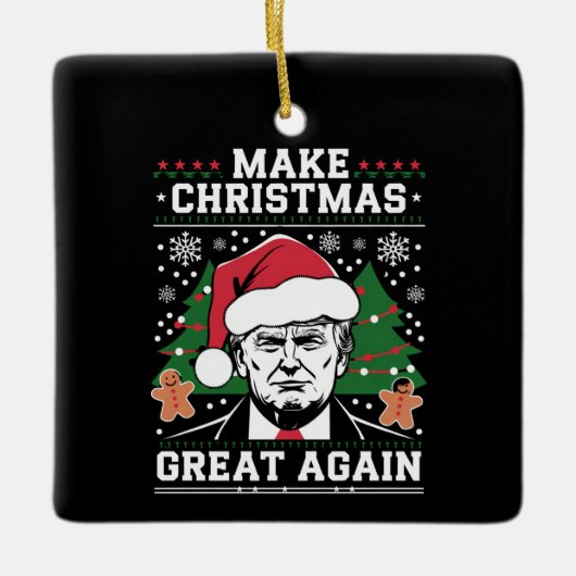 Funny Trump 2024 maakt kerst weer geweldig Keramisch Ornament (Voorkant)