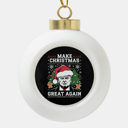 Funny Trump 2024 maakt kerst weer geweldig Keramische Bal Ornament (Voorkant)