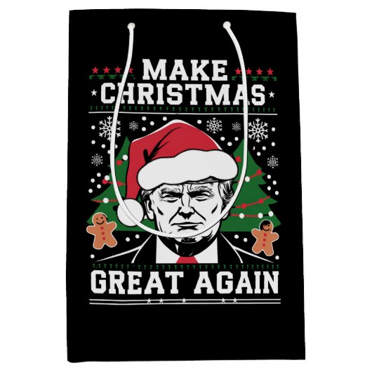 Funny Trump 2024 maakt kerst weer geweldig Medium Cadeauzakje (Voorkant)