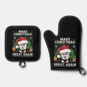 Funny Trump 2024 maakt kerst weer geweldig Ovenwant & Pannenlap Set (Voorkant)