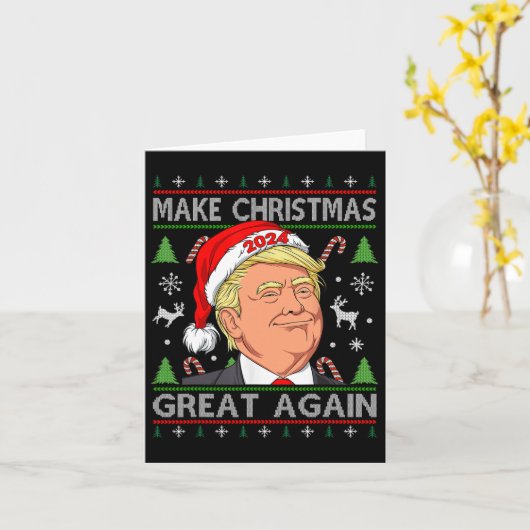 Funny Trump 2024 maakt kerst weer geweldig S Kaart (Gele Bloem)
