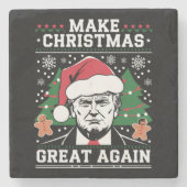 Funny Trump 2024 maakt kerst weer geweldig Stenen Onderzetter (Voorkant)