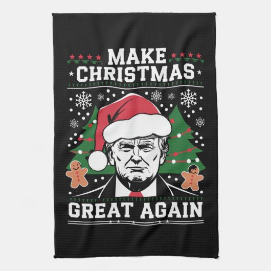 Funny Trump 2024 maakt kerst weer geweldig Theedoek (Verticaal)