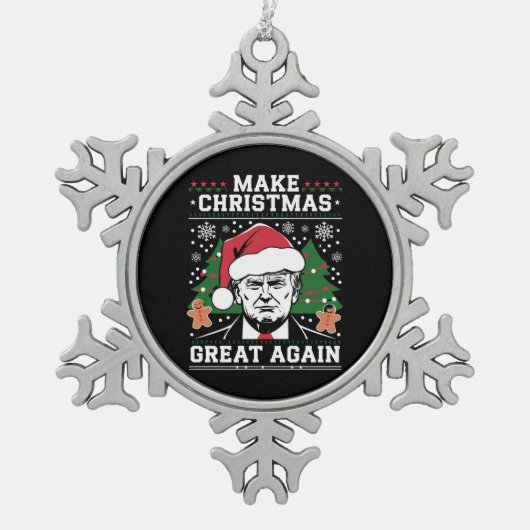 Funny Trump 2024 maakt kerst weer geweldig Tin Sneeuwvlok Ornament (Voorkant)
