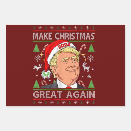 Funny Trump 2024 maakt kerst weer heel lomp. Inpakpapier Vel (Voorkant 2)