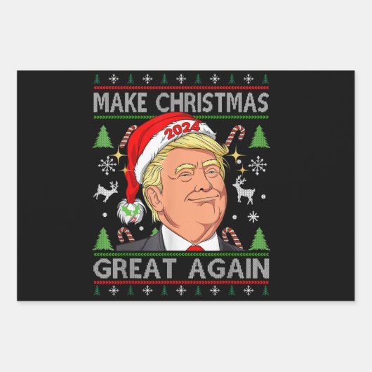 Funny Trump 2024 maakt kerst weer heel lomp. Inpakpapier Vel (Voorkant)