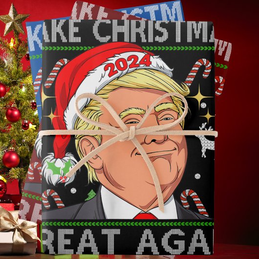Funny Trump 2024 maakt kerst weer heel lomp. Inpakpapier Vel