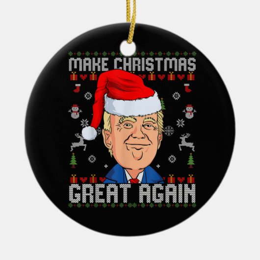 Funny Trump 2024 maakt kerst weer heel lomp. Keramisch Ornament (Voorkant)