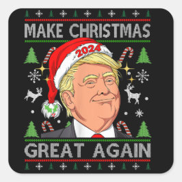 Funny Trump 2024 maakt kerst weer heel lomp. Vierkante Sticker