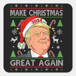 Funny Trump 2024 maakt kerst weer heel lomp. Vierkante Sticker