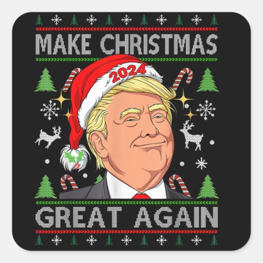 Funny Trump 2024 maakt kerst weer heel lomp. Vierkante Sticker (Voorkant)