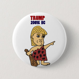 Funny Trump als Caveman Politieke Cartoon Ronde Button 5,7 Cm