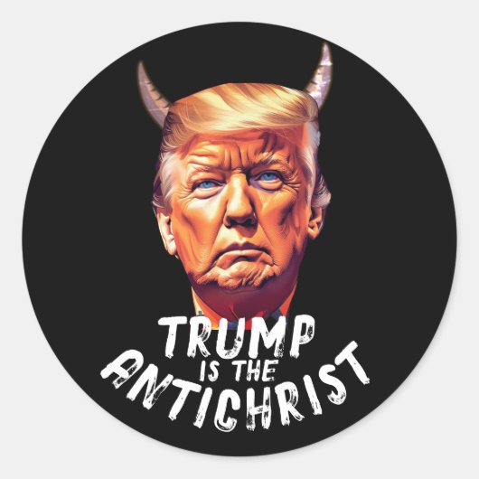 Funny Trump Antichrist Ronde Sticker (Voorkant)