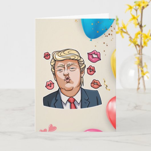 Funny Trump Birthday Kaart (Gele Bloem)