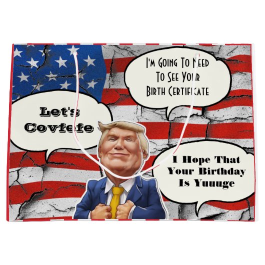 Funny Trump Birthday Large Cadeautasje (Voorkant)