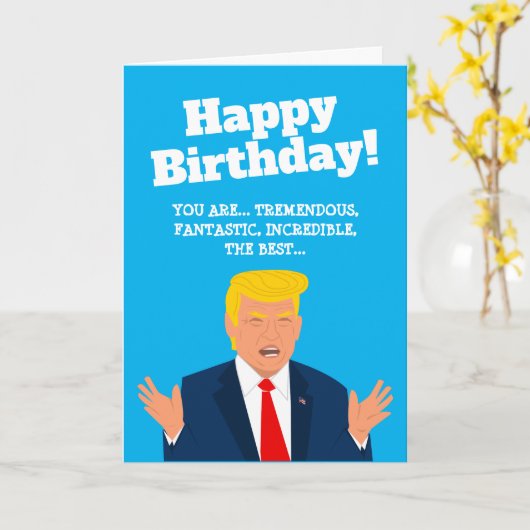 Funny Trump cartoon Birthday wenskaart Kaart (Gele Bloem)