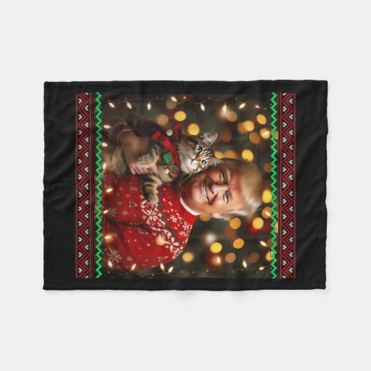 Funny Trump Christmas Sweater For Cat Lovers  Fleece Deken (Voorkant (Horizontaal))