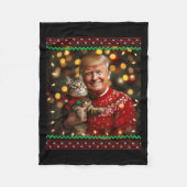 Funny Trump Christmas Sweater For Cat Lovers  Fleece Deken (Voorkant)