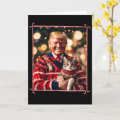 Funny Trump Christmas Sweater For Cat Lovers  Kaart (Gele Bloem)