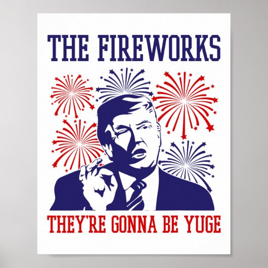 Funny Trump citeert vuurwerk 4 juli Poster (Voorkant)