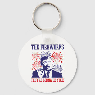 Funny Trump citeert vuurwerk 4 juli Sleutelhanger