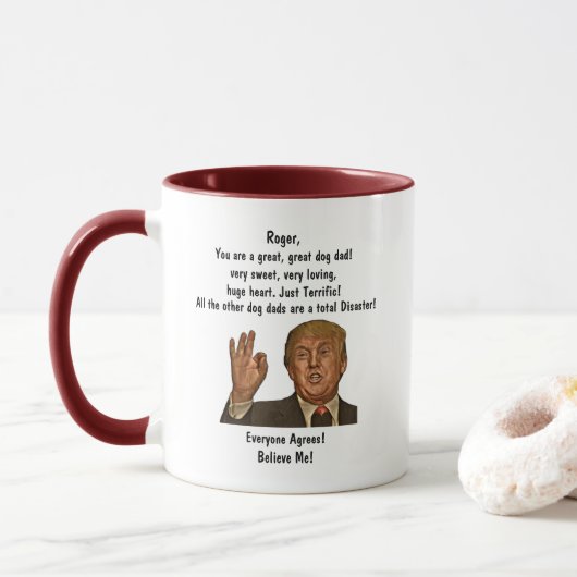 Funny Trump Dog Dad Vaderdag Coffee Mok (Met donut)