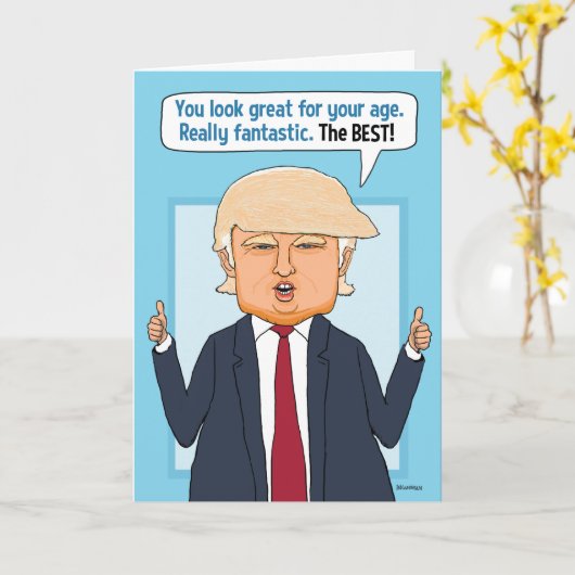 Funny Trump Fake News Birthday Kaart (Gele Bloem)