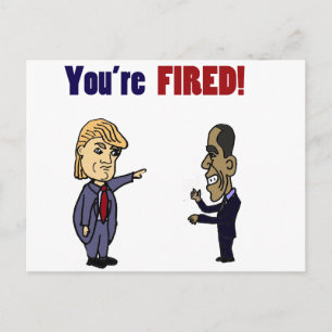 Funny Trump Firing Obama Politieke Cartoon Briefkaart