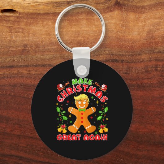 Funny Trump Gingerbread Man Make Christmas Great A Sleutelhanger (Voorkant)
