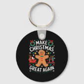 Funny Trump Gingerbread Man Make Christmas Great A Sleutelhanger (Voorkant)