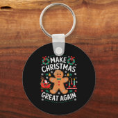 Funny Trump Gingerbread Man Make Christmas Great A Sleutelhanger (Voorkant)