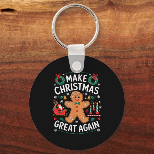 Funny Trump Gingerbread Man Make Christmas Great A Sleutelhanger (Voorkant)